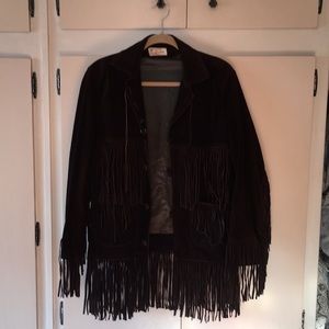 Leather fringe jacket